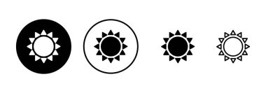Beyaz arkaplanda izole edilmiş güneş simgesi vektörü. Güneş vektörü simgesi
