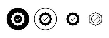 Beyaz arkaplanda izole edilmiş simge vektörü. Onaylı Madalya Simgesi vektörü. işaretle