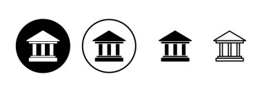 Banka simgesi vektörü beyaz arkaplanda izole edildi. Banka vektör simgesi, müze, üniversite