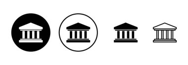 Banka simgesi vektörü beyaz arkaplanda izole edildi. Banka vektör simgesi, müze, üniversite