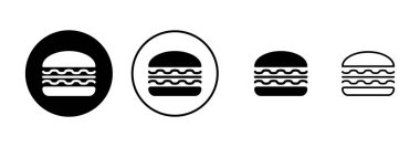 Hamburger ikonu vektörü beyaz arkaplanda izole edildi. Hamburger ve hamburger ikonu. Fast food vektör simgesi