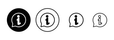 Bilgi simgesi vektörü beyaz arkaplanda izole edildi. Bilgi işareti var. Bizim hakkımızda