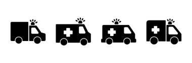 Ambulans Simgesi vektörü beyaz arkaplanda izole edildi. Ambulans Simgesi Tasarımı. ambulans kamyon simgesi vektörü