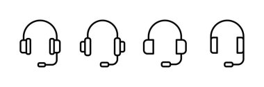 Kulaklık simgesi vektörü beyaz arkaplanda izole edildi. Kulaklık vektör simgesi. Ara bizi.