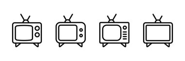 Beyaz arkaplanda izole edilmiş televizyon simgesi vektörü. Televizyon simgesi