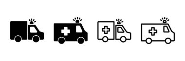 Ambulans Simgesi vektörü beyaz arkaplanda izole edildi. Ambulans Simgesi Tasarımı. ambulans kamyon simgesi vektörü