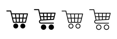 Alışveriş simgesi vektörü beyaz arkaplanda izole edildi. Alışveriş arabası ikonu. Basket ikonu. Trolley