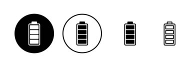 Batarya ikonu vektörü beyaz arkaplanda izole edildi. Batarya vektör simgesi. Şarj seviyesi. pil yükleme simgesi