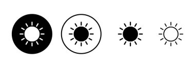 Beyaz arkaplanda izole edilmiş güneş simgesi vektörü. Güneş vektörü simgesi