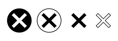 Beyaz arkaplanda izole edilmiş simge vektörünü kapat. Simgeyi sil. sil, iptal et, çıkış sembolü