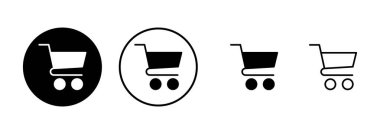 Alışveriş simgesi vektörü beyaz arkaplanda izole edildi. Alışveriş arabası ikonu. Basket ikonu. Trolley