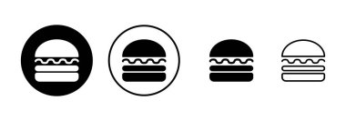 Hamburger ikonu vektörü beyaz arkaplanda izole edildi. Hamburger ve hamburger ikonu. Fast food vektör simgesi