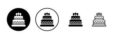 Kek simgesi vektörü beyaz arkaplanda izole edildi. Kek vektörü. Doğum günü pastası simgesi