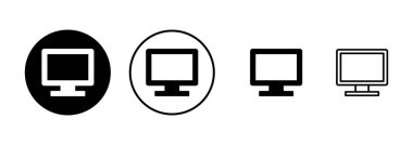 Beyaz arkaplanda bilgisayar simgesi vektörü izole edildi. PC Simge vektörü. Bilgisayar monitörü simgesi. Düz PC sembolü