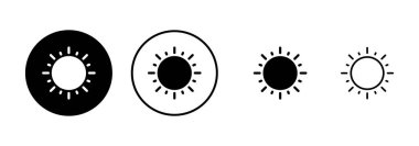 Beyaz arkaplanda izole edilmiş güneş simgesi vektörü. Güneş vektörü simgesi