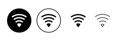 WIFI Simge vektörü beyaz arkaplanda izole edildi. Sinyal vektör simgesi. Kablosuz ve kablosuz ağ simgesi veya uzak internet erişimi için imza