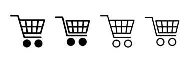 Alışveriş simgesi vektörü beyaz arkaplanda izole edildi. Alışveriş arabası ikonu. Basket ikonu. Trolley
