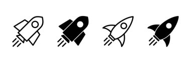 Roket ikon vektörü beyaz arkaplanda izole edildi. Kavram Simgesini Başlat. Başlangıç simgesi