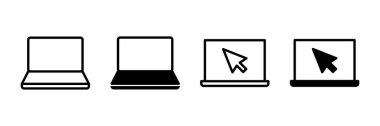 Dizüstü bilgisayar simgesi vektörü beyaz arkaplanda izole edildi. Laptop vektör simgesi