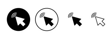 Beyaz arkaplanda simge vektörüne tıklayın. İmleç simgesi. Bilgisayar faresi imleç siyah ok simgelerine tıklayın. işaretleyici ok