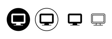 Beyaz arkaplanda bilgisayar simgesi vektörü izole edildi. PC Simge vektörü. Bilgisayar monitörü simgesi. Düz PC sembolü