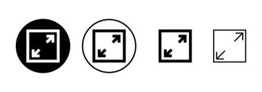 Beyaz arkaplanda tam ekran simge vektörü izole edildi. Tam ekran simgesine genişlet. Tam ekran işaret simgesi. Oklar sembolü