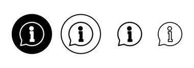 Bilgi simgesi vektörü beyaz arkaplanda izole edildi. Bilgi işareti var. Bizim hakkımızda