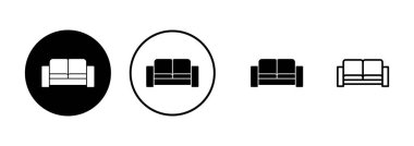 Beyaz arkaplanda izole edilmiş kanepe simgesi vektörü. Kanepe resmi. mobilya