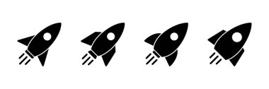 Roket ikon vektörü beyaz arkaplanda izole edildi. Kavram Simgesini Başlat. Başlangıç simgesi