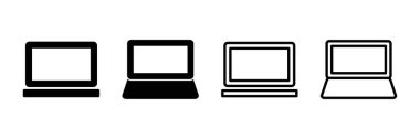 Dizüstü bilgisayar simgesi vektörü beyaz arkaplanda izole edildi. Laptop vektör simgesi