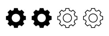 Simge vektörü beyaz arkaplanda izole ediliyor. vektör simgesi ayarlanıyor. Çarklar Simgesi Simgesi. Dişliler