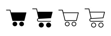Alışveriş simgesi vektörü beyaz arkaplanda izole edildi. Alışveriş arabası ikonu. Basket ikonu. Trolley