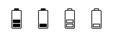 Batarya ikonu vektörü beyaz arkaplanda izole edildi. Batarya vektör simgesi. Şarj seviyesi. pil yükleme simgesi