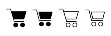 Alışveriş simgesi vektörü beyaz arkaplanda izole edildi. Alışveriş arabası ikonu. Basket ikonu. Trolley