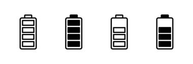 Batarya ikonu vektörü beyaz arkaplanda izole edildi. Batarya vektör simgesi. Şarj seviyesi. pil yükleme simgesi