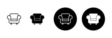 Beyaz arkaplanda izole edilmiş kanepe simgesi vektörü. Kanepe resmi. mobilya