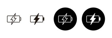 Batarya ikonu vektörü beyaz arkaplanda izole edildi. Batarya vektör simgesi. Şarj seviyesi. pil yükleme simgesi