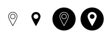 Pin simgesi vektörü beyaz arkaplanda izole edildi. Konum simgesi. Harita işaretleyici simgesi. Nokta. Yer bulucu. Adres