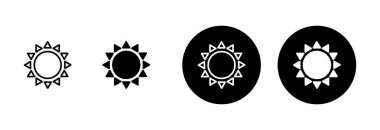 Beyaz arkaplanda izole edilmiş güneş simgesi vektörü. Güneş vektörü simgesi