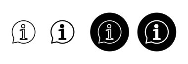 Bilgi simgesi vektörü beyaz arkaplanda izole edildi. Bilgi işareti var. Bizim hakkımızda