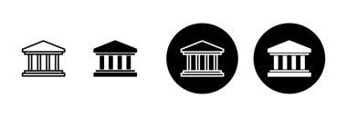 Banka simgesi vektörü beyaz arkaplanda izole edildi. Banka vektör simgesi, müze, üniversite