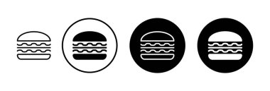 Hamburger ikonu vektörü beyaz arkaplanda izole edildi. Hamburger ve hamburger ikonu. Fast food vektör simgesi