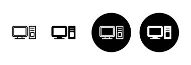 Beyaz arkaplanda bilgisayar simgesi vektörü izole edildi. PC Simge vektörü. Bilgisayar monitörü simgesi. Düz PC sembolü