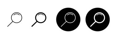 Beyaz arkaplanda izole edilmiş bir simge vektörü ara. Cam vektör simgesi. Büyüteç simgesini ara. Bul