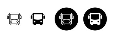 Otobüs simgesi vektörü beyaz arkaplanda izole edildi. Siyah yol vektör simgesi