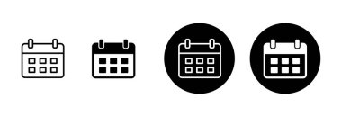 Takvim simgesi vektörü beyaz arkaplanda izole edildi. Takvim sembolü. Takvim vektör simgesi. Son teslim tarihi. Randevu. Süre