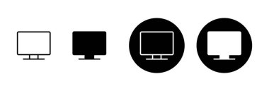 Beyaz arkaplanda bilgisayar simgesi vektörü izole edildi. PC Simge vektörü. Bilgisayar monitörü simgesi. Düz PC sembolü