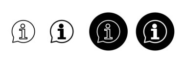 Bilgi simgesi vektörü beyaz arkaplanda izole edildi. Bilgi işareti var. Bizim hakkımızda