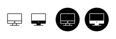 Beyaz arkaplanda bilgisayar simgesi vektörü izole edildi. PC Simge vektörü. Bilgisayar monitörü simgesi. Düz PC sembolü