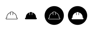 Beyaz arkaplanda izole edilmiş kask simgesi vektörü. Motosiklet kaskları. Yarış kaskı. İnşaat miğferi ikonu. Güvenlik kaskı
